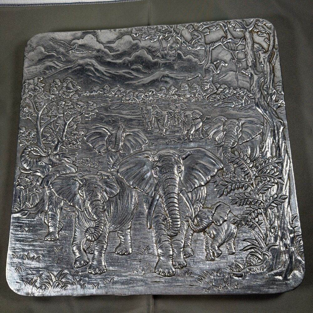 Vintage Arthur Court 1991 Elephant Square Tray Trivet 12x12 EXCELLENT